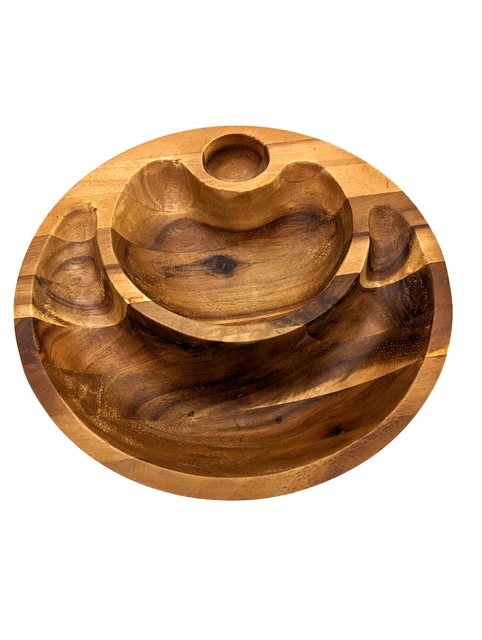 Nambe Eclipse Wood Divided Nut Bowl Nutcracker Wei Young Bowl ONLY