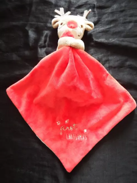 Matalan My First Christmas Baby Comforter Red Rudolph Reindeer Soft Toy Blankie