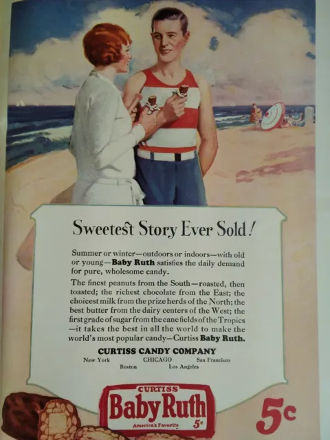 Baby Ruth Candy Bar 1926 Original Ad Rare VHTF Flapper Art Curtiss Color Beach
