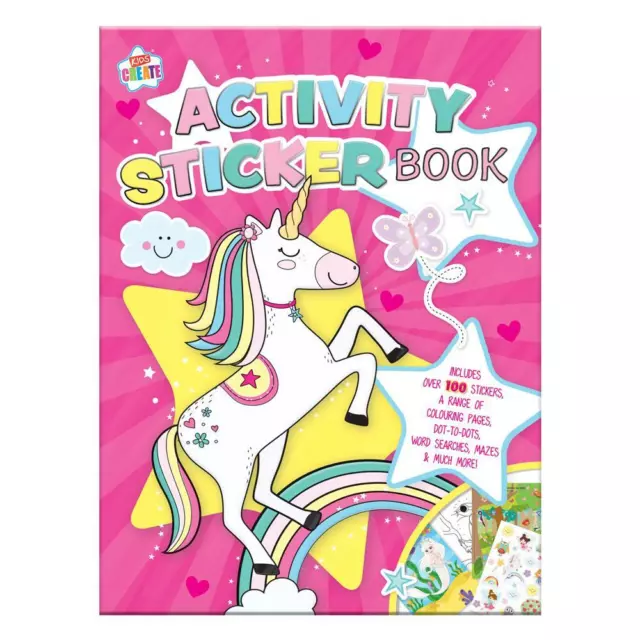 Over 100 Unicorn Kids Sticker Book Reusable Stickers Creative Fun Activity Book