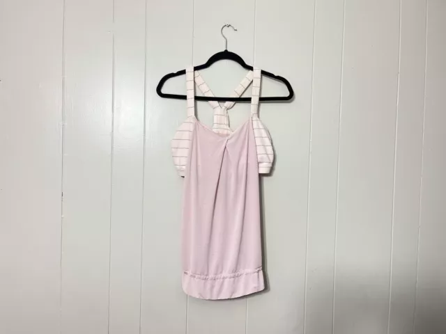 Lululemon   Rest Less Tank Top Heathered Pink -Flowabunga Black Angel Wing