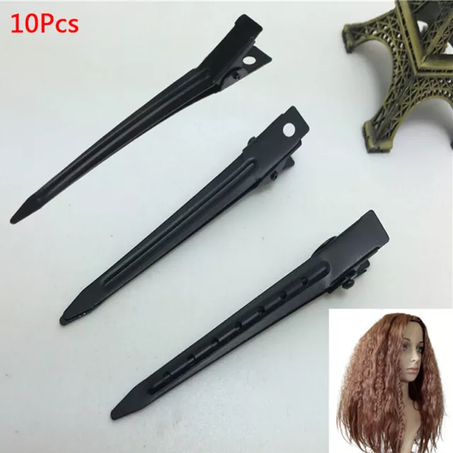 10pcs professional metal hair clips sectioning salon hairdressing curling gripSE