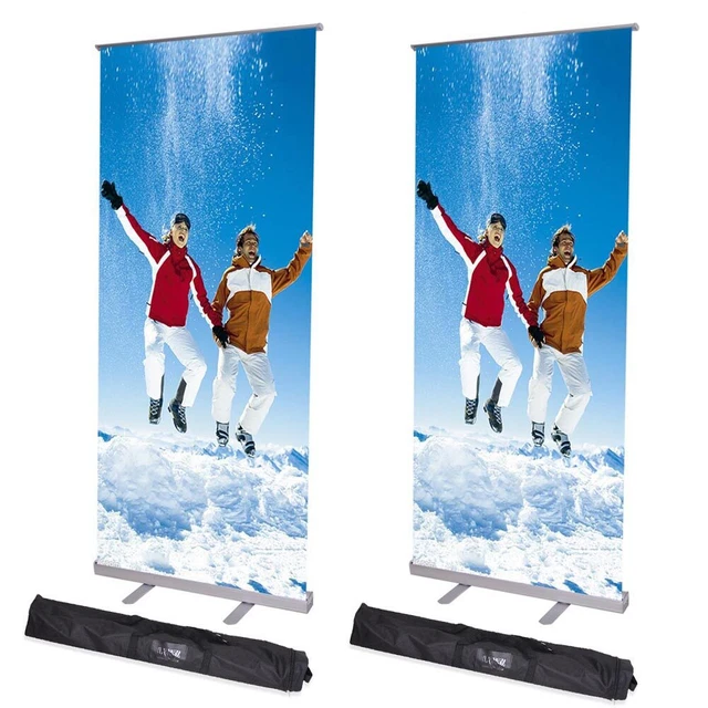 2pcs 32x79" Adjustable Telescopic Roll Up Banner Stand Fairs Trade Show Display