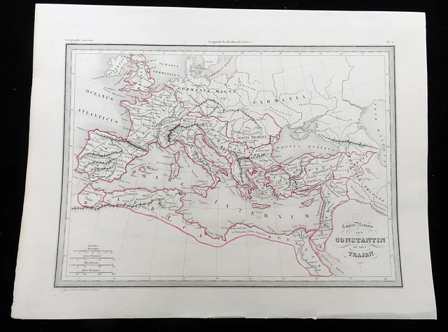ANTIQUE MAP OF the Constantine Empire Imperial Rome Roman emperor