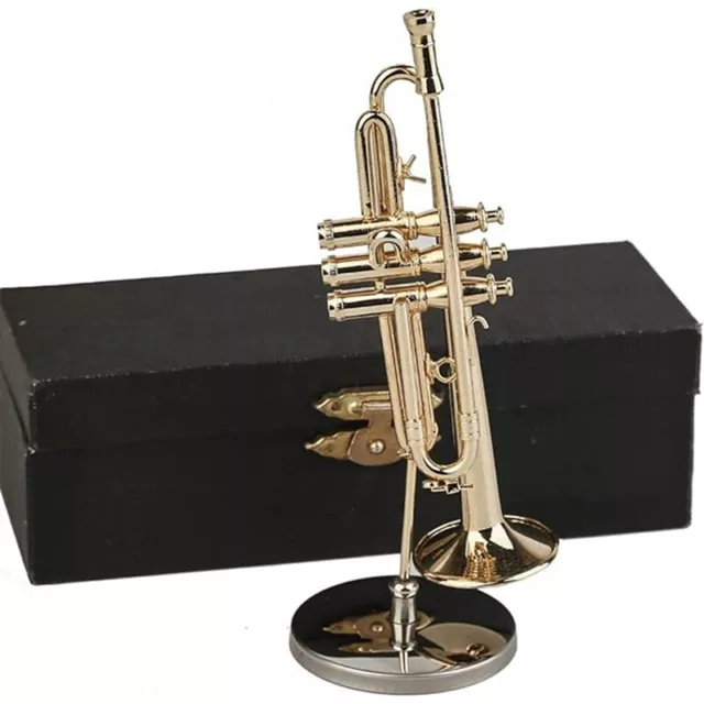 Kupfer Miniatur Trompete mit Ständer und Etui Musikinstrument Miniatur 7532