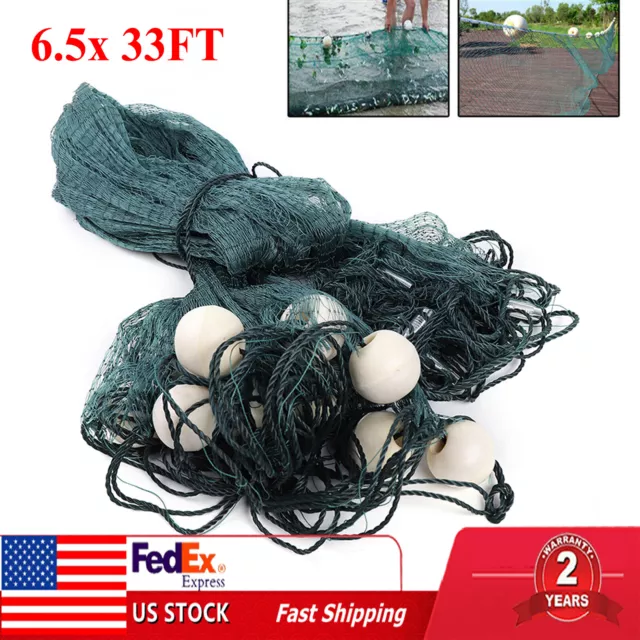 Fishing Gill Net Beach Seine Drag Net Float Lead Sinker Mesh Fish Net 6.5x33FT