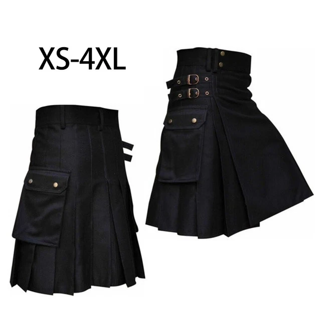Abbigliamento uomo gonna nera retrò scozzese tradizionale utility goth