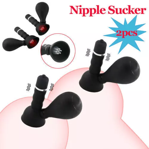 2 PCS Vibrating Breast Nipple Clamps Sucker Vacuum Enhancer Women Massager