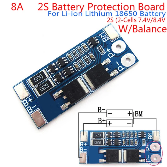 2S 8A 7.4V balance 18650 Li-ion Lithium Battery BMS charger protection board Vz