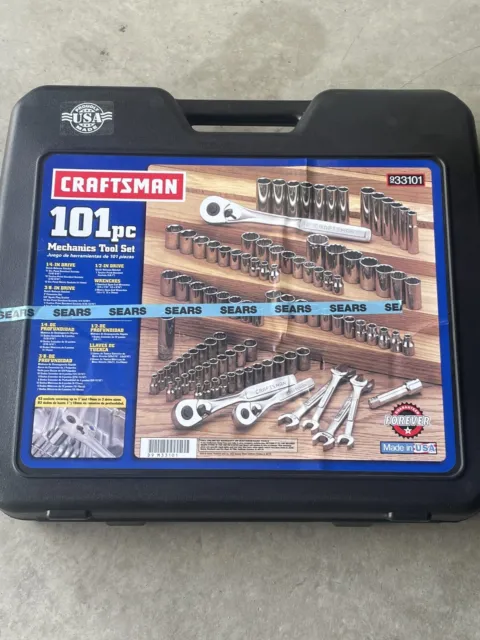 Craftsman USA NOS 101pc Mechanics SAE Metric Set Ratchet Socket 1/4" 3/8" 1/2"