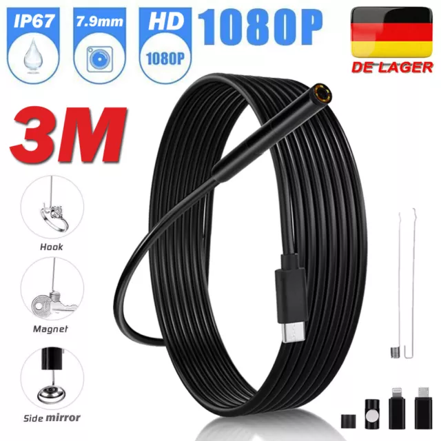 1080P Endoskop Inspektion Kamera LED Endoscope IP67 für iPhone Handy DHL DE