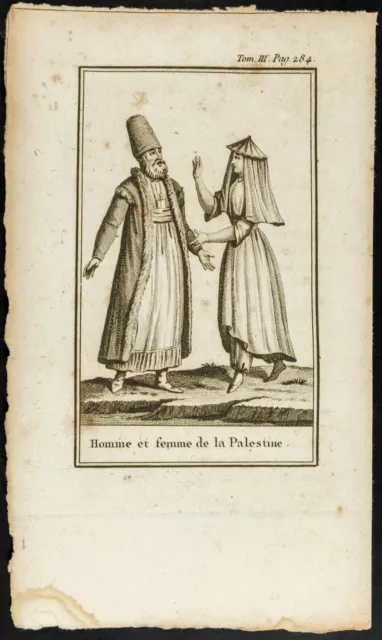 1806 - Gravur Antik Mann Und Frau Der Palestina - Trachten Mittleres Orient