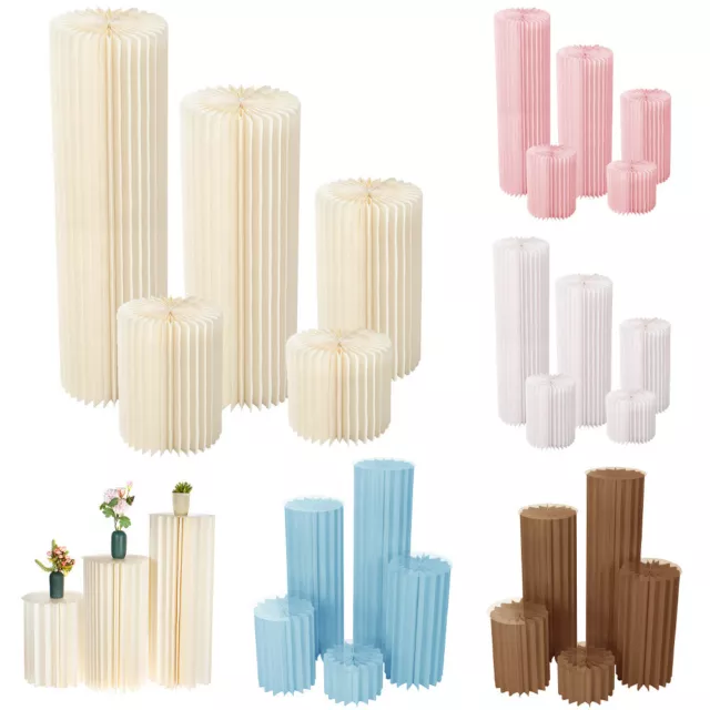 Folding Paper Cylinder Plinth Flower Pedestal Wedding Centerpiece Cake Stand DIY