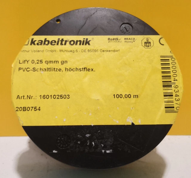 Elettronica per cavi 100 m fessure del cambio in PVC, altamente flessibile LifY 0,25 mm2 verde 160102503