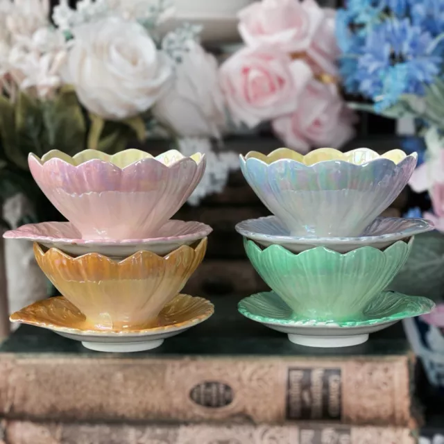 ROYAL Winton Grimwades Lustre Sundae Dishes Art Deco 1930s & 40s Lotus Flower