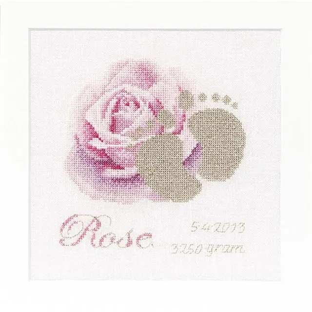 Cross-stitch kit Table Of Birth Pink 508 thea gouverneur Linen