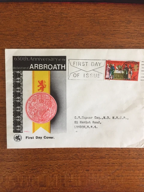 GB 650th Anniversary of Declaration of Arbroath 1320 FDC Arbroath Angus 1970 CDS