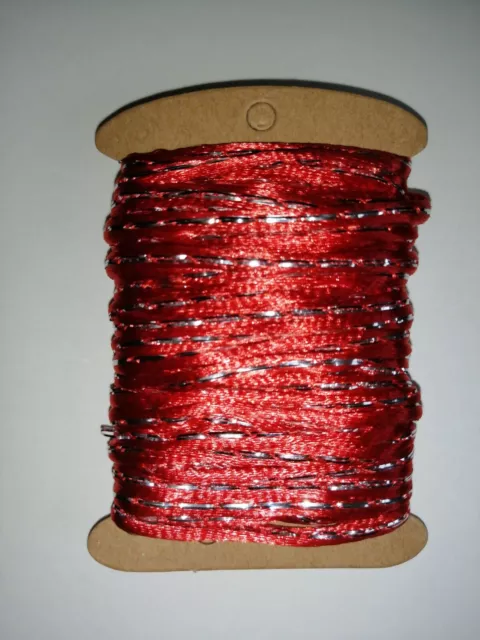 5 Meter 2 mm Rot Silber Geflochten Makramee Seide Satin Nylon Schmuck Kordel Band