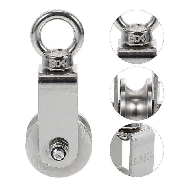 Rullo puleggia in acciaio inossidabile per sollevamento pesi forniture domestiche argento