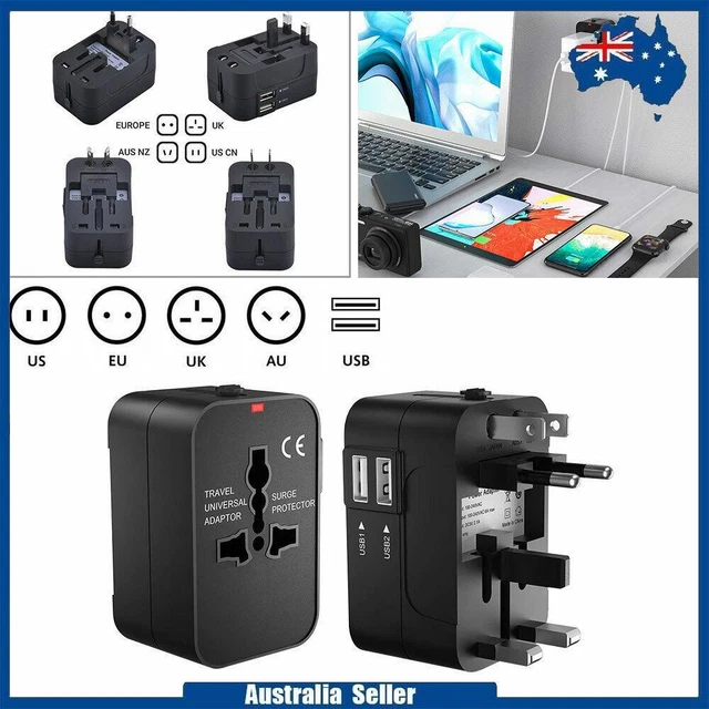Universal Travel Adapter USB Charger UK US EU AU Plug Converter Adaptor AC Power