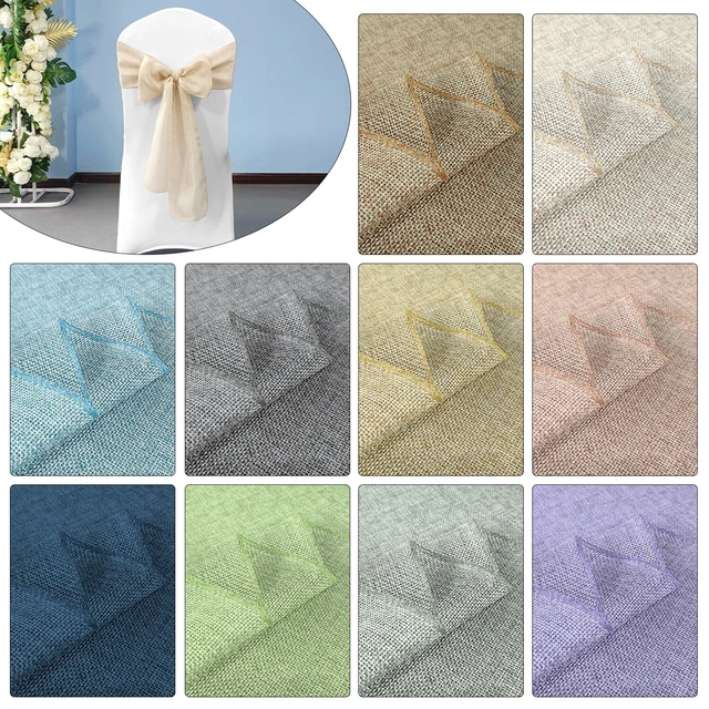22cm x 280cm Chair Cover Sashes Jute Burlap Bow Sash Wedding Party Decor 10pcs