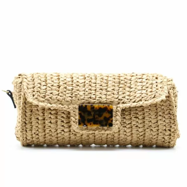 Femme Sac Bandoulière 28x15cm Paille Oreiller Rotin Crochet Messager Été Sacs