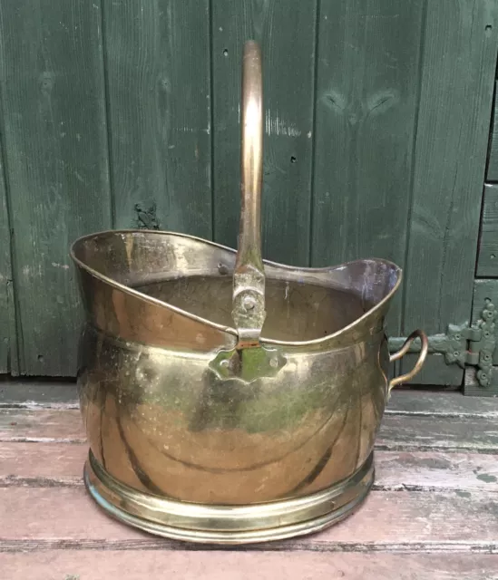 Vintage Brass Coal Bucket/Scuttle With Folding Handle