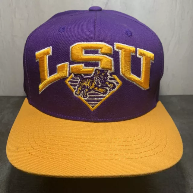 LSU Tigers Hat Cap Purple & Gold Mike the Tiger Big Logo Snapback SZ XL H24