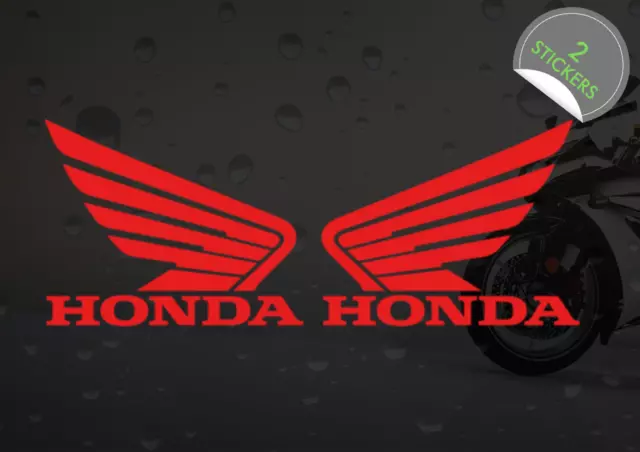 Honda Wings x2 Honda Motorcycle Tank Helmet Vinyl Decals Stickers - 70mm x 56mm