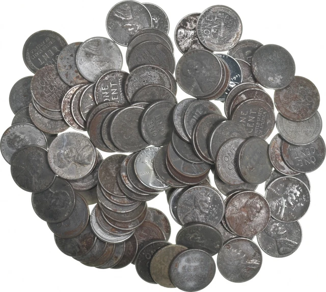 Lot 2 Rolls 1943 Steel Cent 'Silver' Penny 100 Coins Bulk WWII Collection *0675