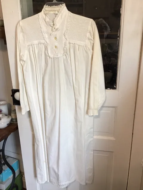 Vintage  Lace Trim White Cotton Nightgown Size M 36 "Adonna " by Penny's Dept.