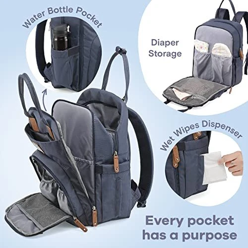 RUVALINO Diaper Bag Backpack Multifunction Travel Back Pack Maternity Baby Ch... 3