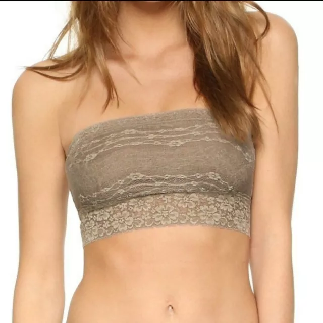 Intimately Free People Bralette Womens XS Lacey Bandeau Strapless Bra Taupe