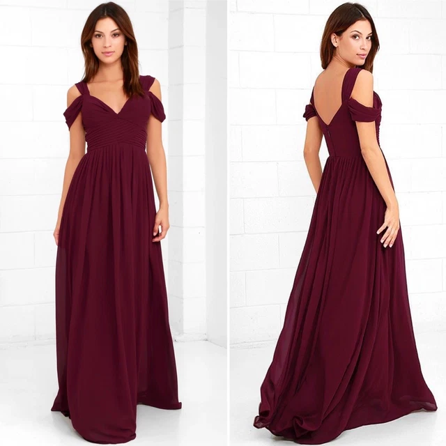 Lulu's Burgundy Make Me Move Bridesmaid Wedding or Formal Dress Sz S