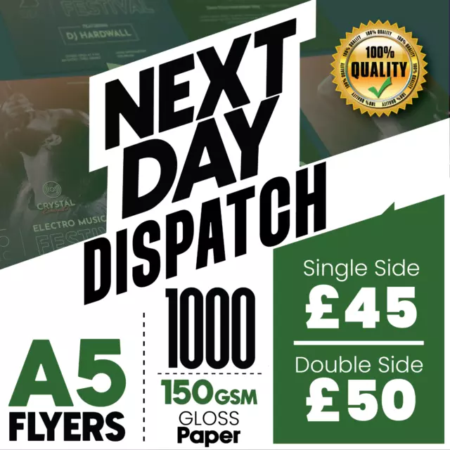 1000 A5 Flyer/Leaflet Printed Full Colour 150gsm Gloss Quality Flyer Print Fast