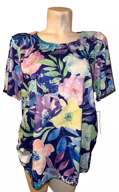 NEW ALFRED DUNNER Top Women's Size XL Multicolor Floral Print Tropic ...