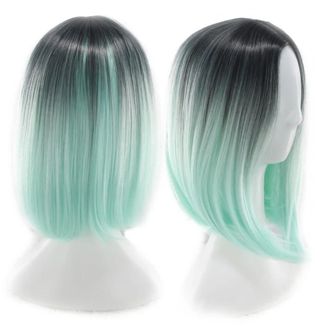 Peluca bob de mujer degradado color cosplay pelo artificial peluca corta recta