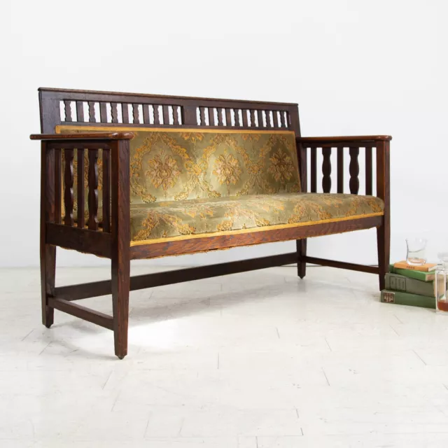 Attractive  Antique Arts and Craft Oak Hall Bench Settle C1910