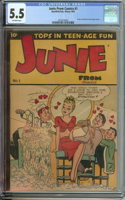 Junie Prom Comics #1 Cgc 5.5 Ow Pages // Golden Age Romance 1947