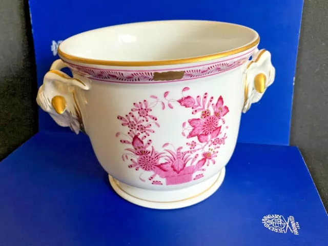 Herend Porcelain Handpainted Indian Basket Raspberry Cachepot 7284/P