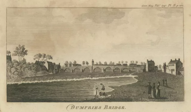 View of Devorgilla Bridge, Dumfries, Dumfries & Galloway in Scotland 1795