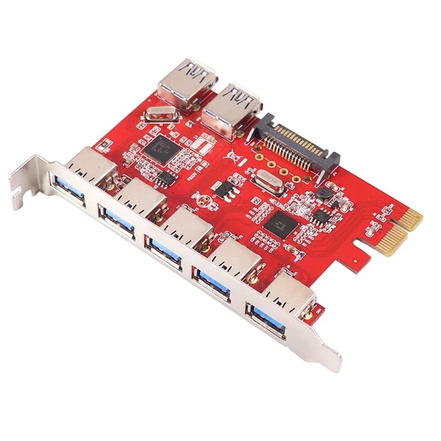7 Ports PCIe to USB 3 3.0 Converter USB3 Hub to PCI Adapter Control H2W8