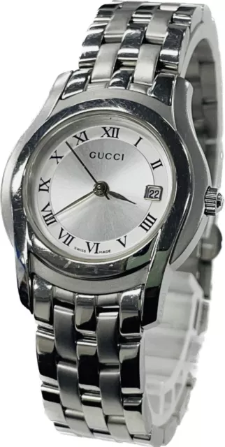 Orologio da donna Gucci 5500L Quadrante BiancoxArgento Quarti Made in Svizzera Eccellente A395