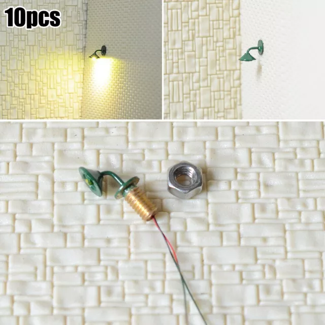 10 Pcs OO / HO Gauge LED Wall Lights Model Street Lamps Railway Lamp Posts