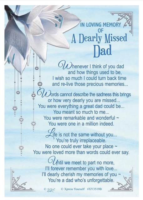 IN LOVING MEMORY Dad Graveside memorial Card, Remembrance of A Dearly ...