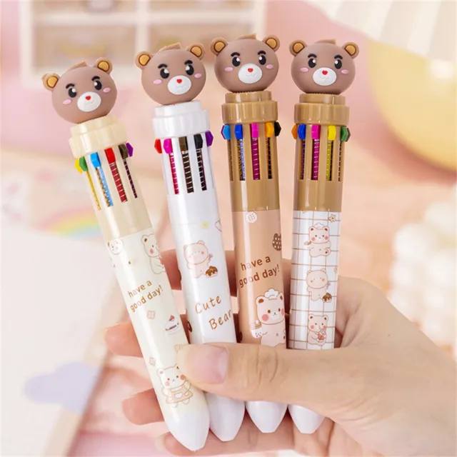 Bear Multi-Colour Ballpoint Pen Novelty Bear Pen for School Fun Pens 10 in 1