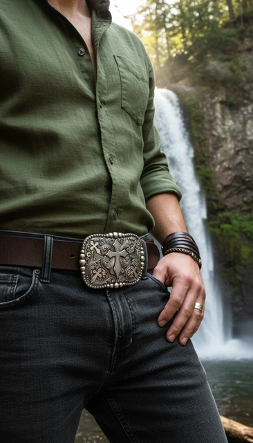 Boucle De Ceinture Western Cow-boy En Métal Argenté - Motif Texas Lone Star - Pour Ceinture De 3.8cm - Neuf