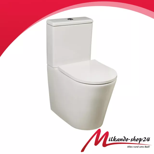 Spülrandloses WC mit Spülkasten Stand Toilette Soft Close WC Sitz Keramik 3/5 L