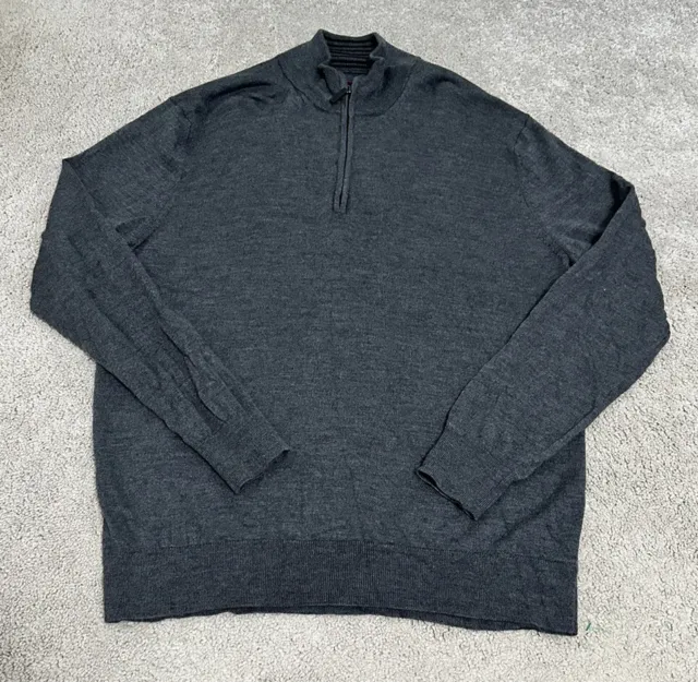 Untuckit Sweater Mens XL Dark Gray 1/4 Zip Pullover Preppy Dress Knit