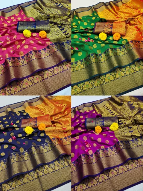 Kanchipuram silk Saree Indian wedding Bollywood designer Banarasi formal sari